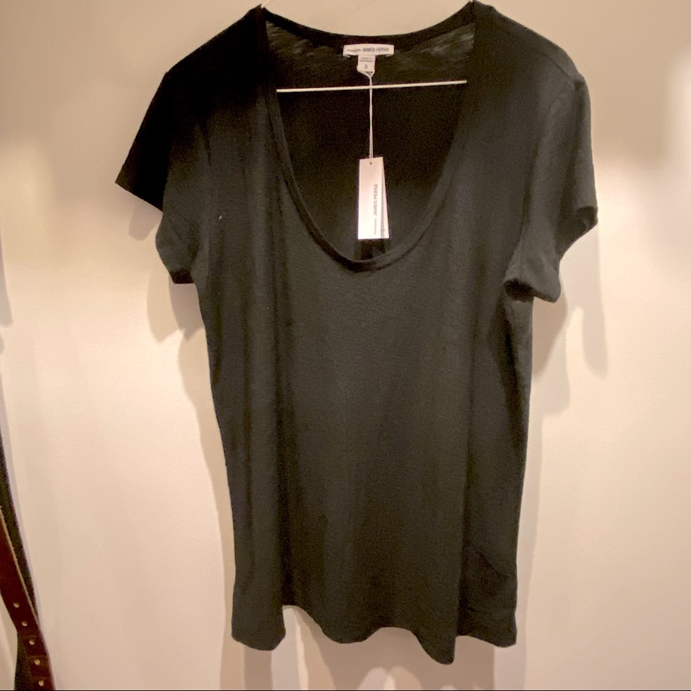 NWT James Perse Black Cotton/Modal T Shirt size 3